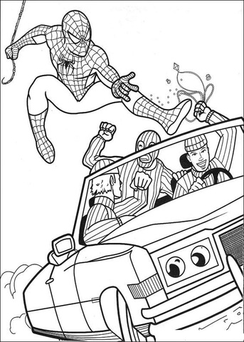 Spiderman Catching The Robber Coloring Page - Free Printable Coloring