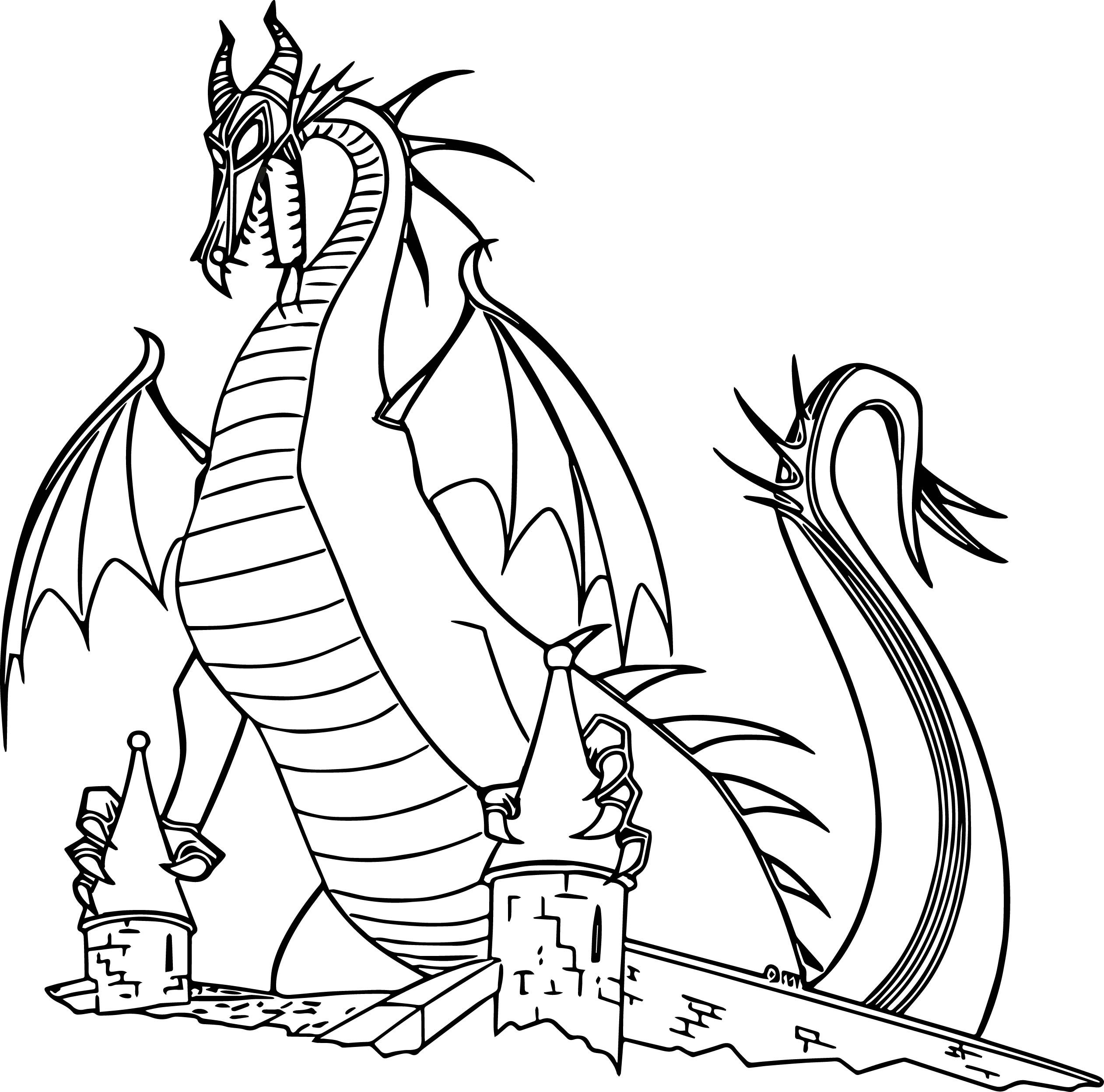 Sleeping Beauty Dragon Coloring Page - Free Printable Coloring Pages for Kids