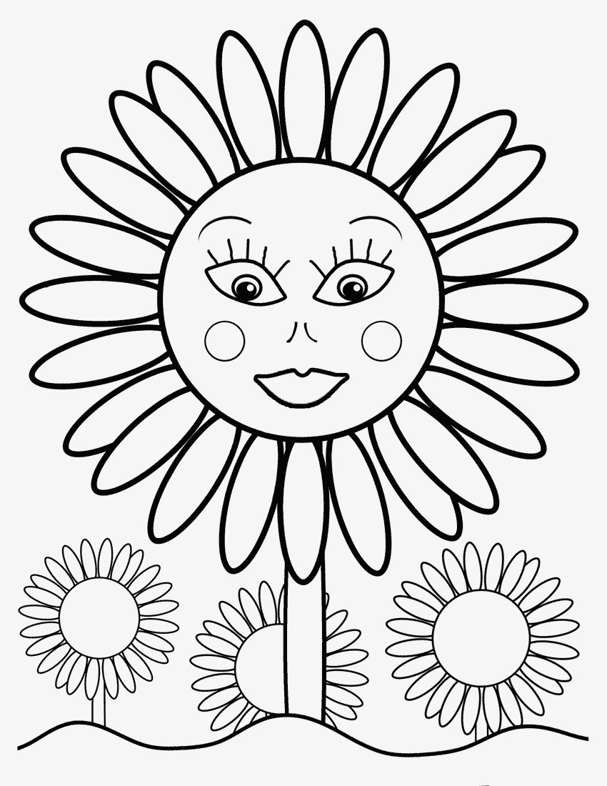 Smiling Sunflower Coloring Page Free Printable Coloring Pages For Kids