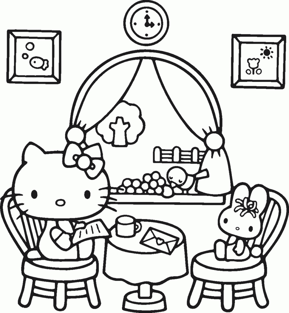 Kitty And Bunny Coloring Page - Free Printable Coloring Pages for Kids