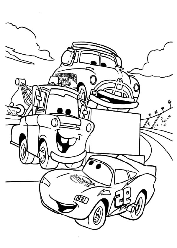 Lighting McQueen And His Crew Coloring Page Free 