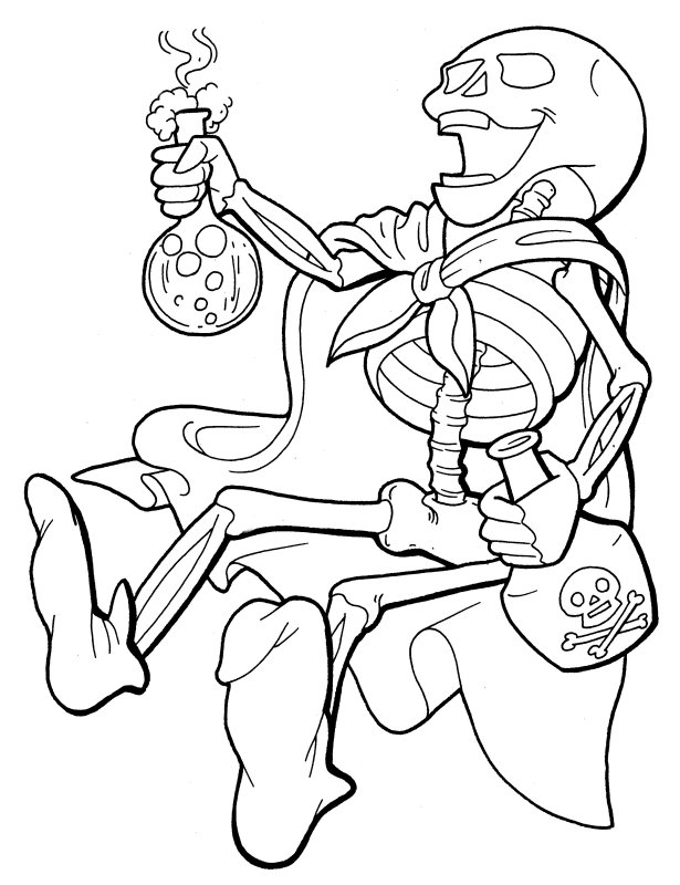 Skeleton Drinking Poison Coloring Page - Free Printable Coloring Pages