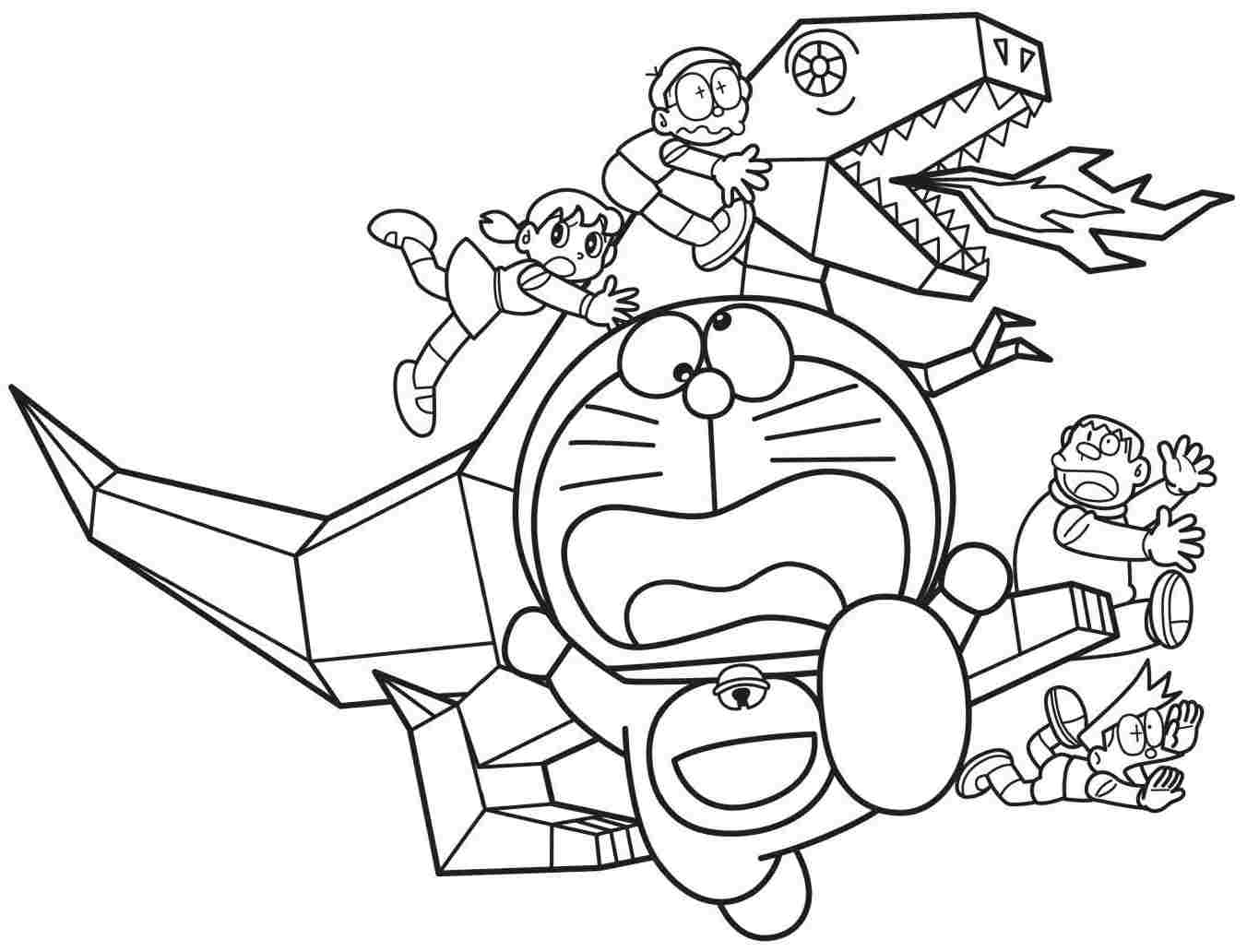 Download Doraemon And Paper Dinosaur Coloring Page - Free Printable Coloring Pages for Kids