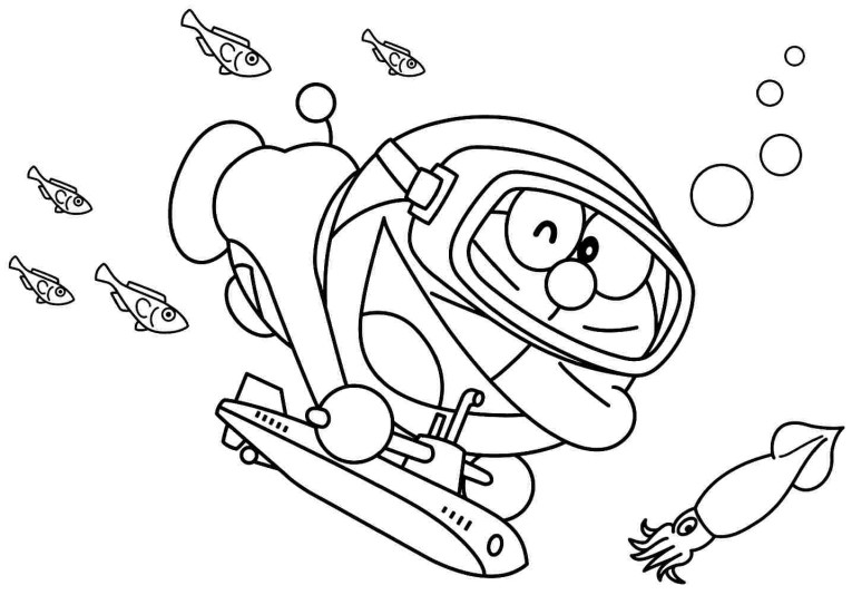 Diving With Doraemon Coloring Page - Free Printable ...