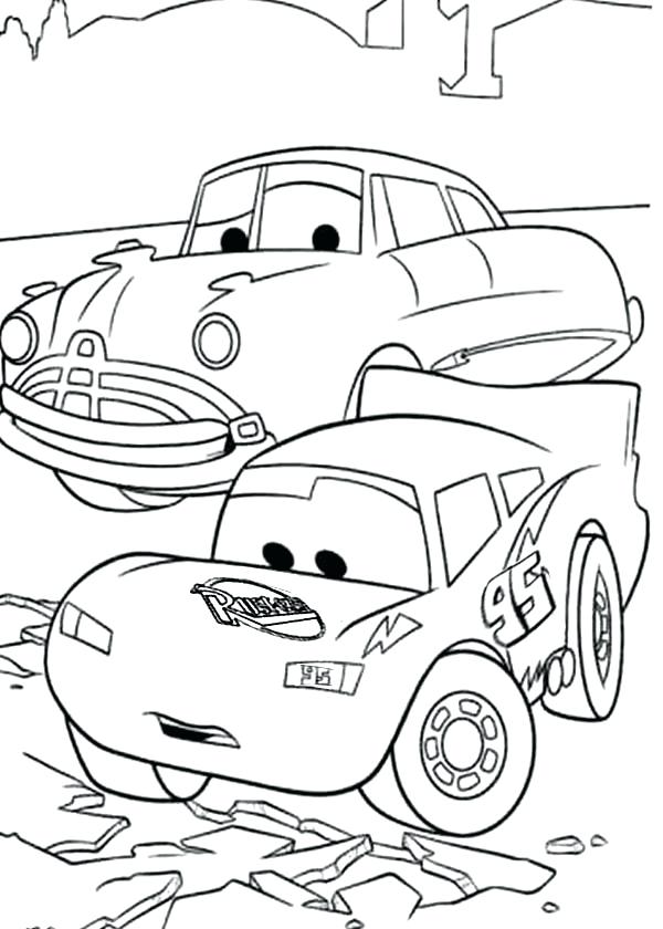 McQueen Looking The Broken Road Coloring Page - Free Printable Coloring