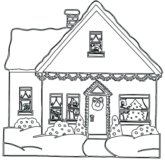 Christmas House Coloring Page - Free Printable Coloring Pages for Kids
