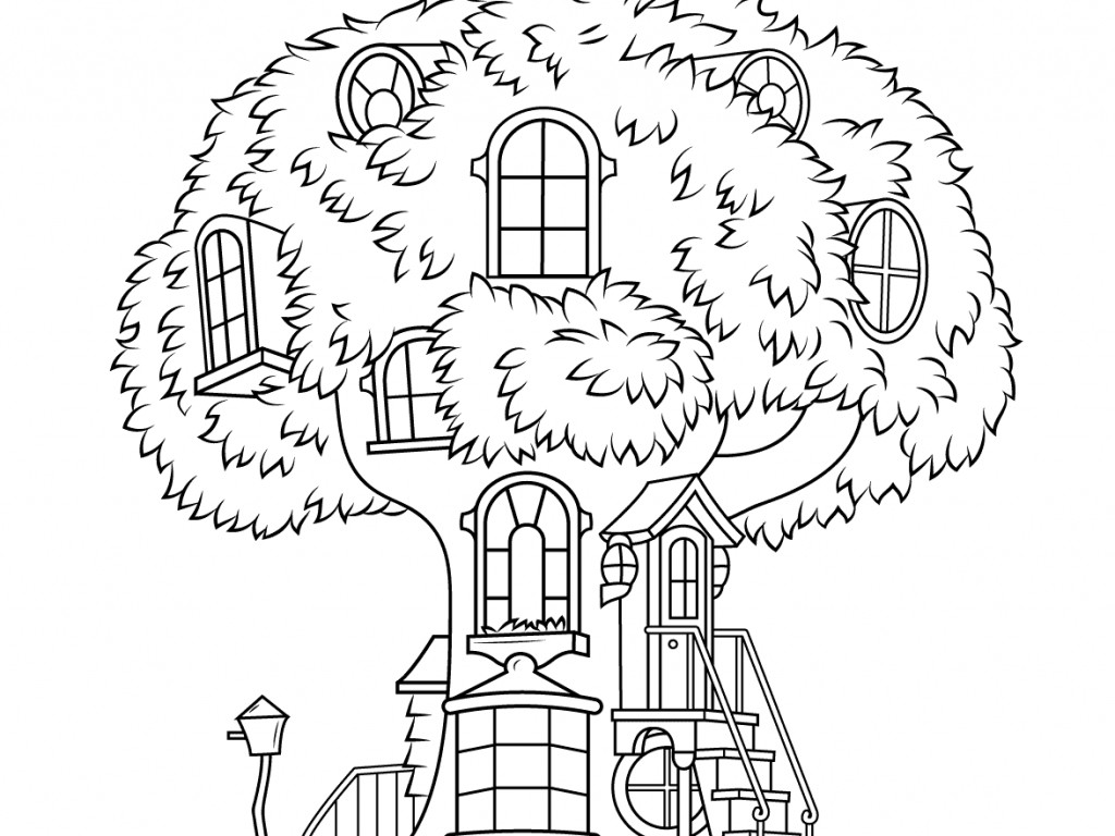 Download Awesome Tree House Coloring Page - Free Printable Coloring ...