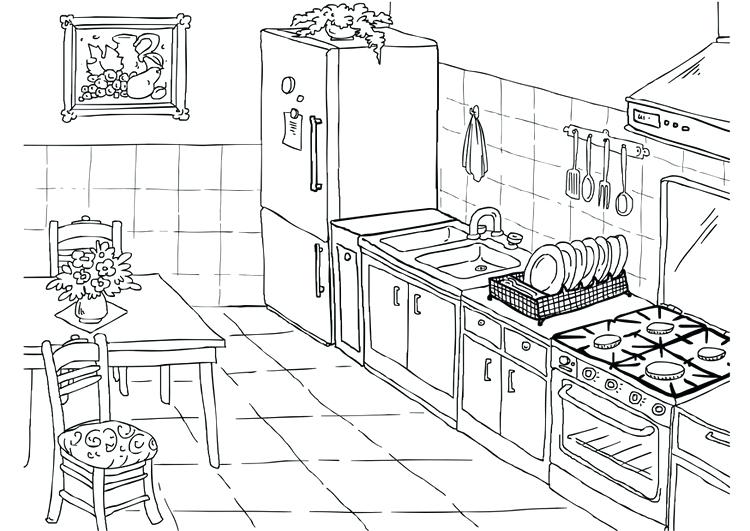 Download Simple Kitchen Coloring Page - Free Printable Coloring Pages for Kids