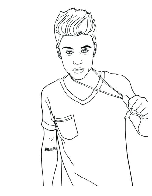 Justin Bieber With Undercut Hairstyle Coloring Page - Free Printable