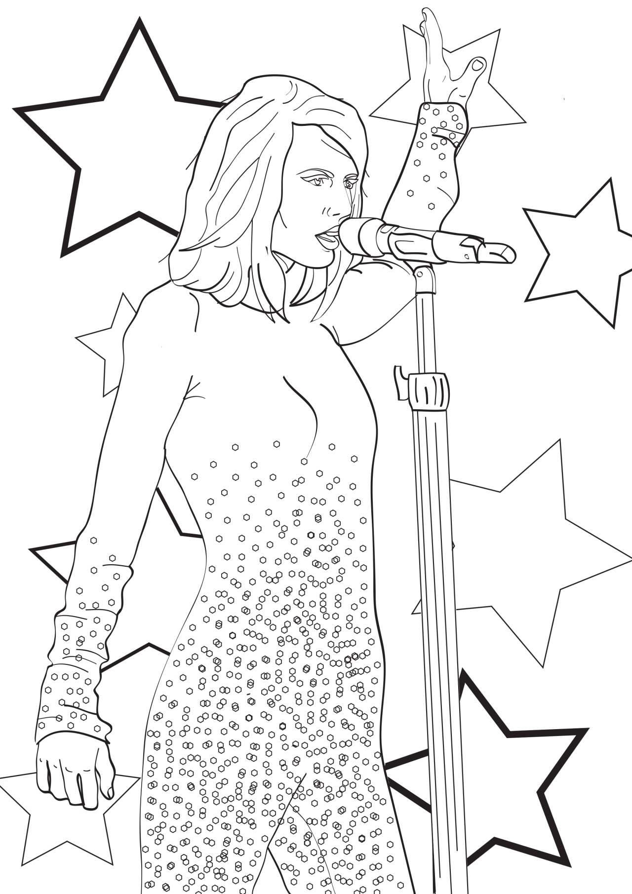 Taylor Swift Singing Coloring Page - Free Printable Coloring Pages for Kids