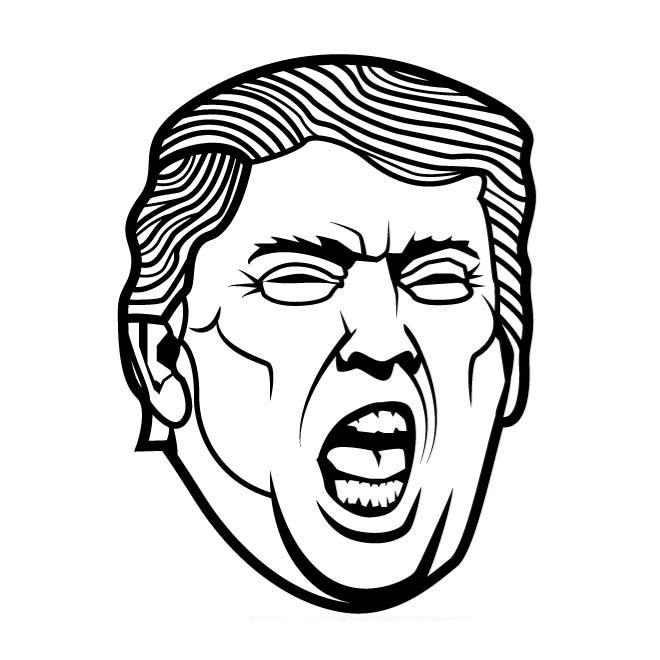 Donal Trump Shouting Coloring Page - Free Printable Coloring Pages for Kids