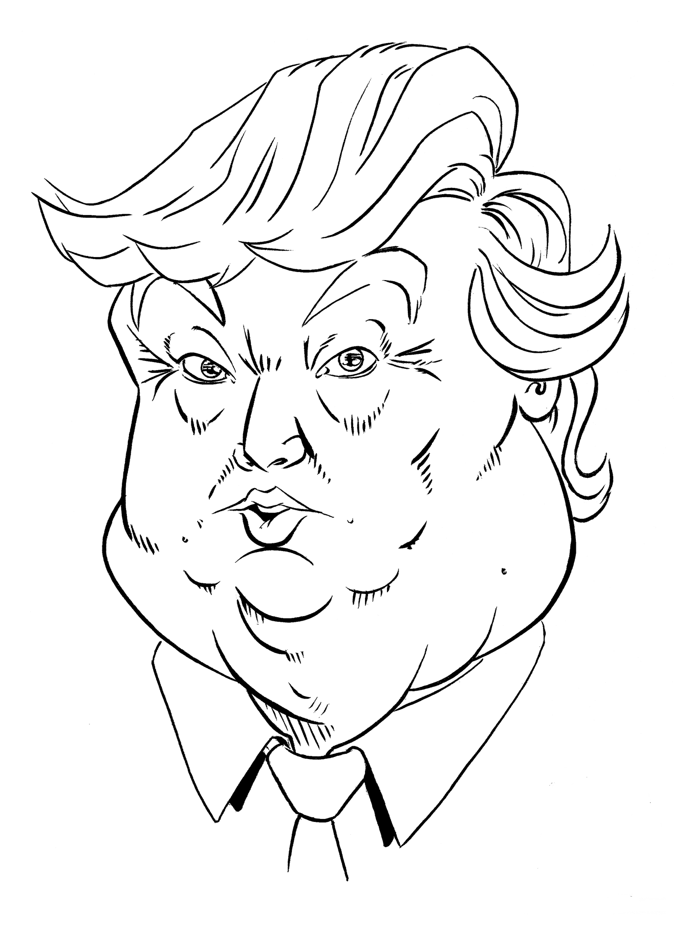 Donald Trump's Fat Face Coloring Page - Free Printable Coloring Pages