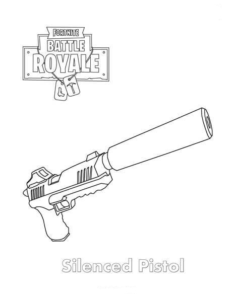 Silenced Pistol Fortnite Coloring Page - Free Printable ...