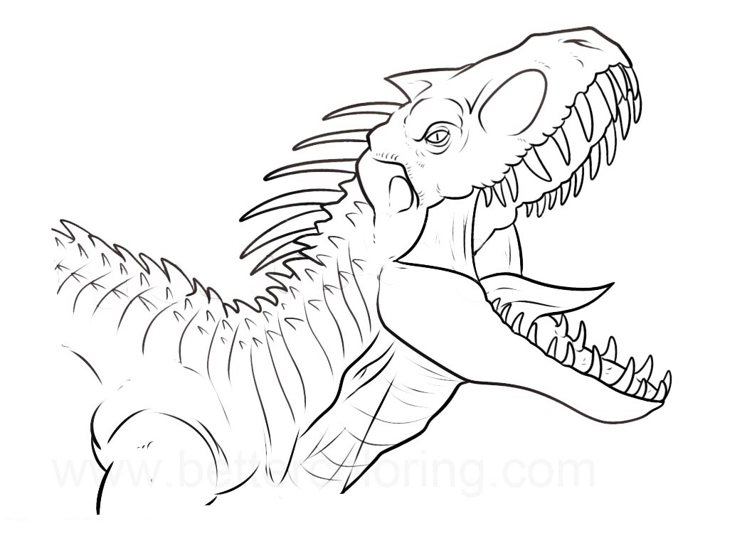 Indoraptor With Sharp Teeth Coloring Page Free Printable