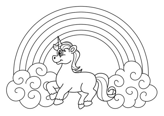 Unicorn And Rainbow Coloring Page   Free Printable Coloring Pages for Kids