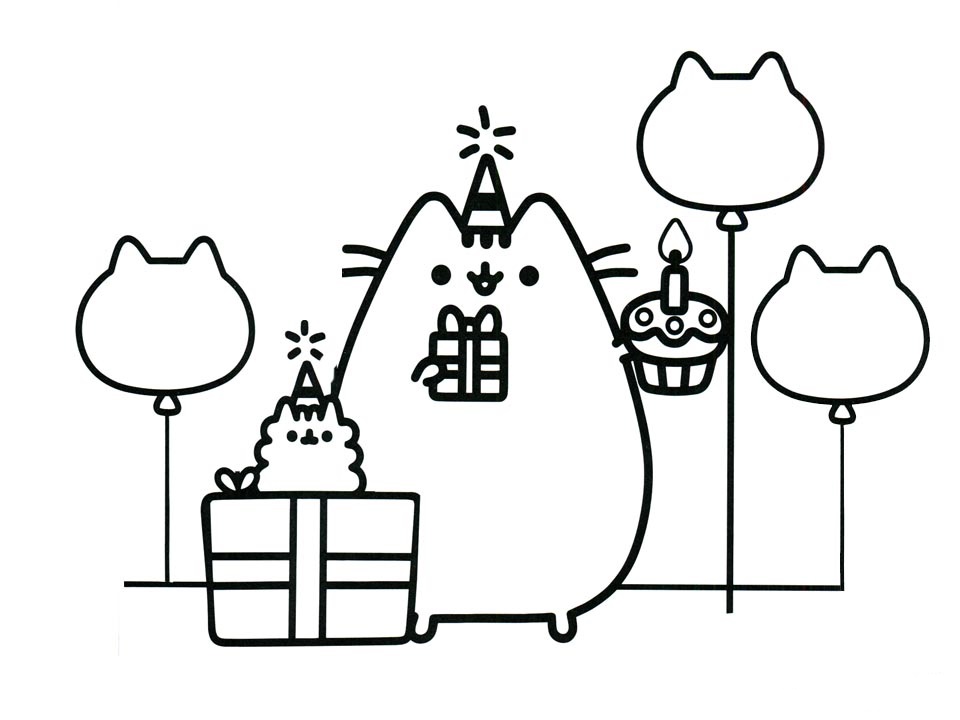 Download Happy Birthday Pusheen Coloring Page - Free Printable ...