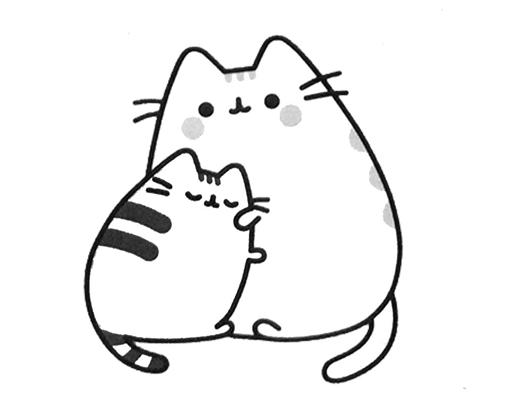 Pusheen And Mom Coloring Page - Free Printable Coloring Pages for Kids