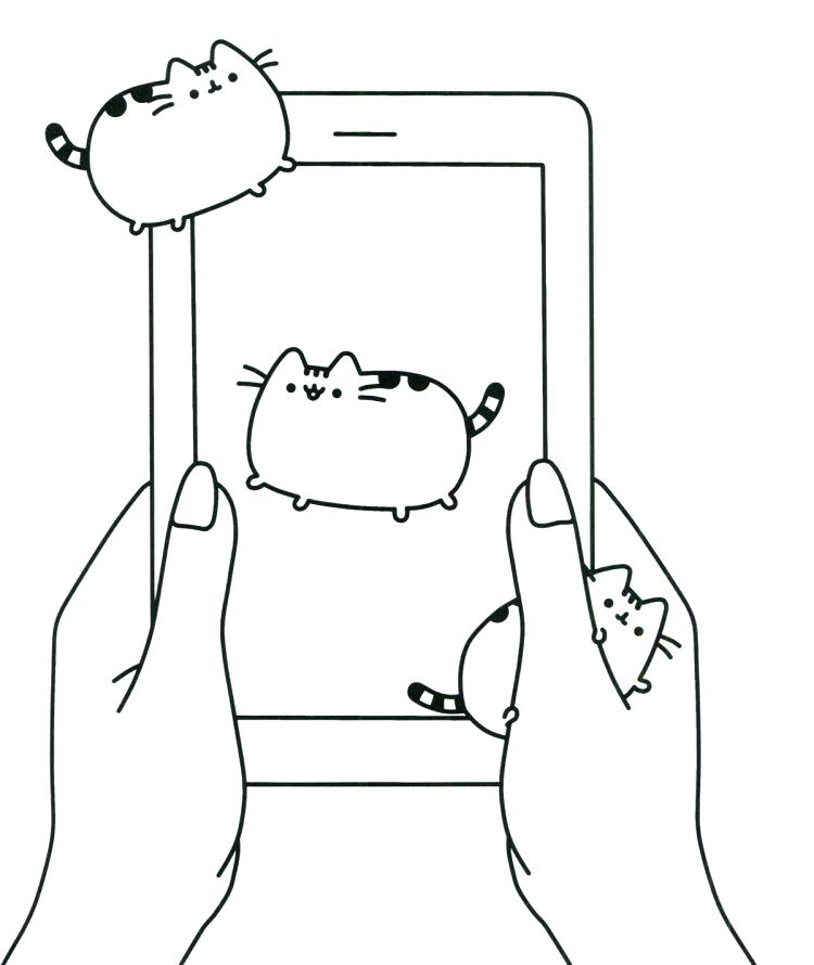 Pusheen On The Phone Coloring Page Free Printable Coloring Pages