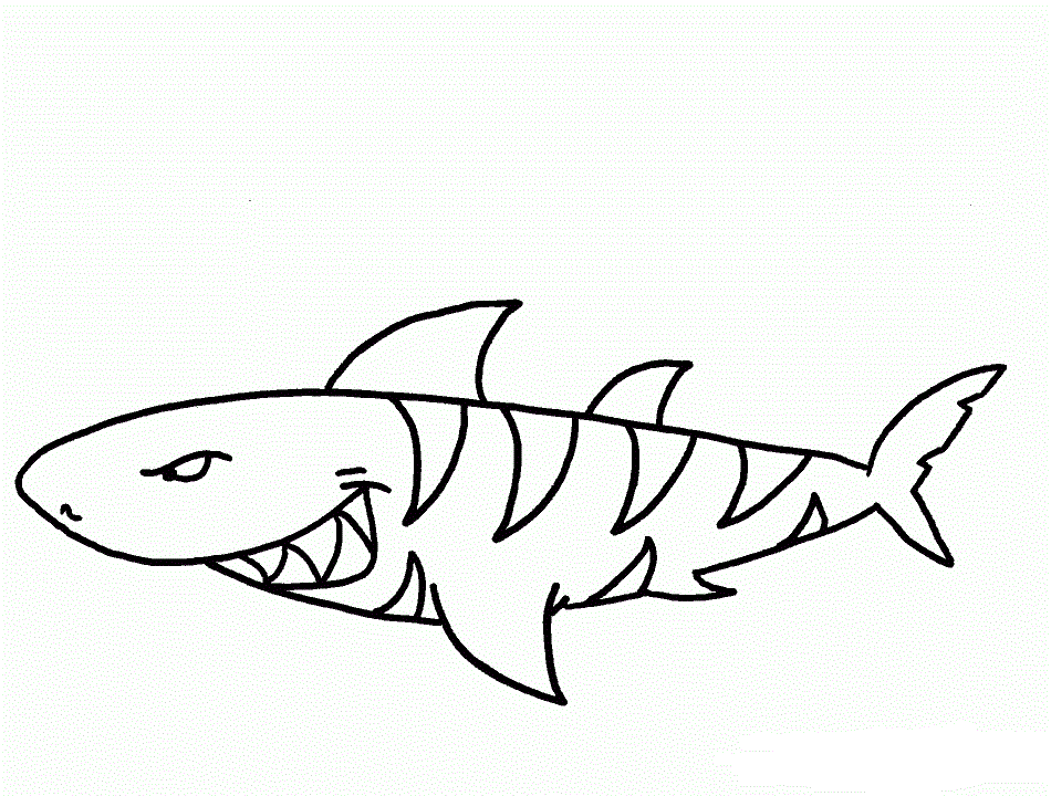 Cartoon Tiger Shark Coloring Page - Free Printable Coloring Pages for Kids