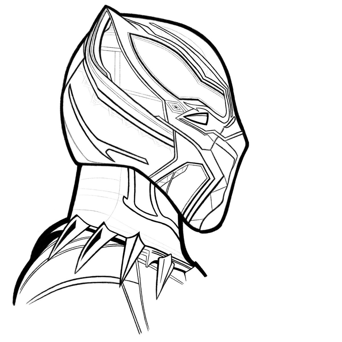Black Panther's Awesome Mask Coloring Page - Free Printable Coloring