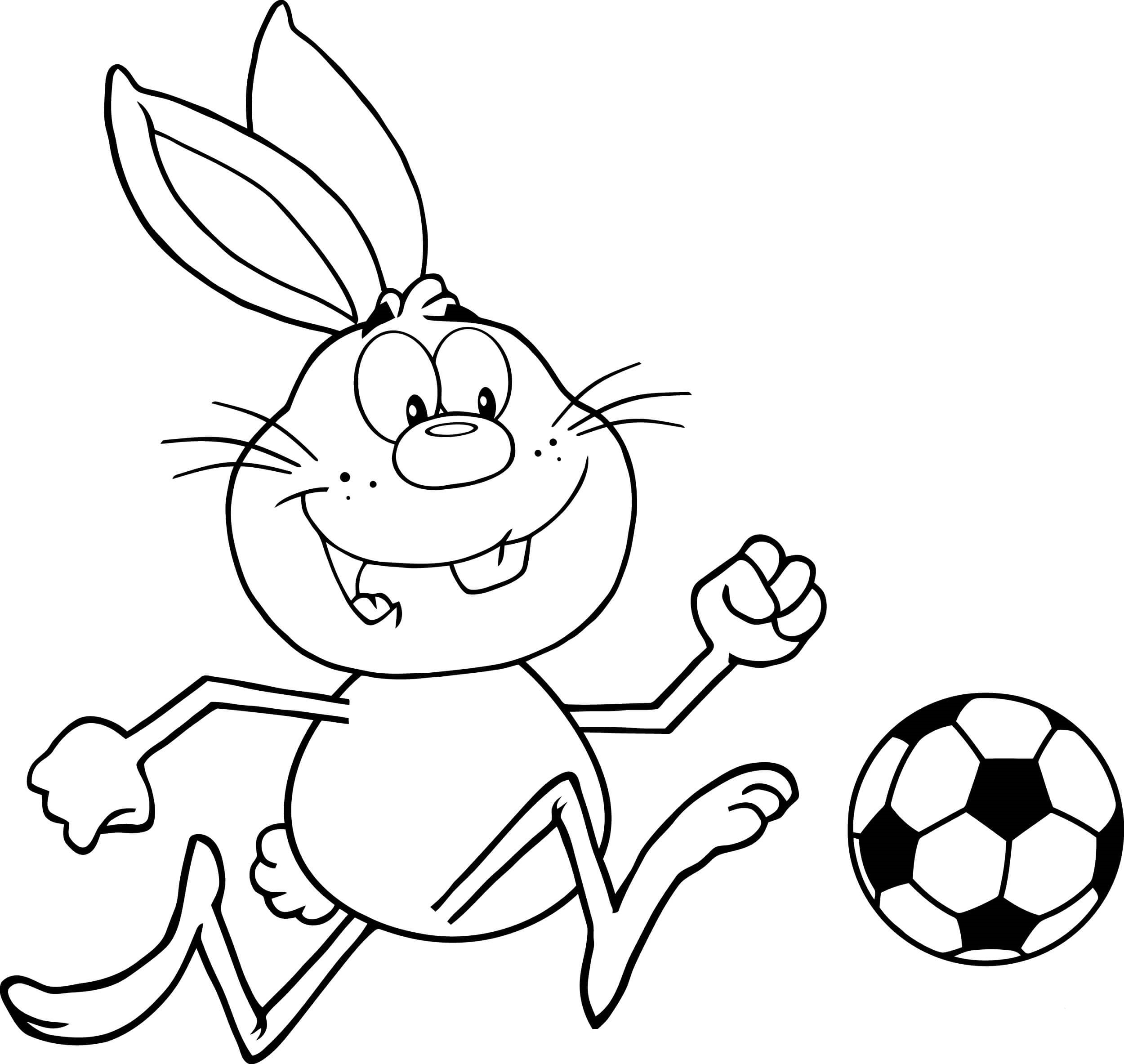Rabbit Playing Soccer Coloring Page - Free Printable ...