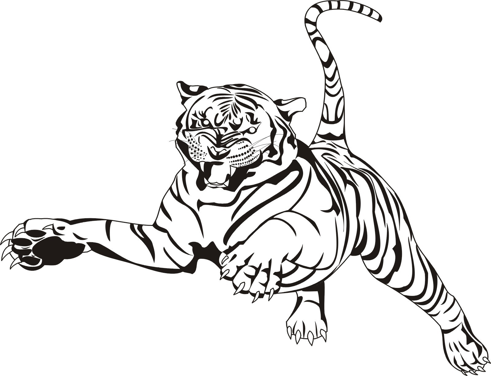 Tiger Attacking Coloring Page - Free Printable Coloring ...