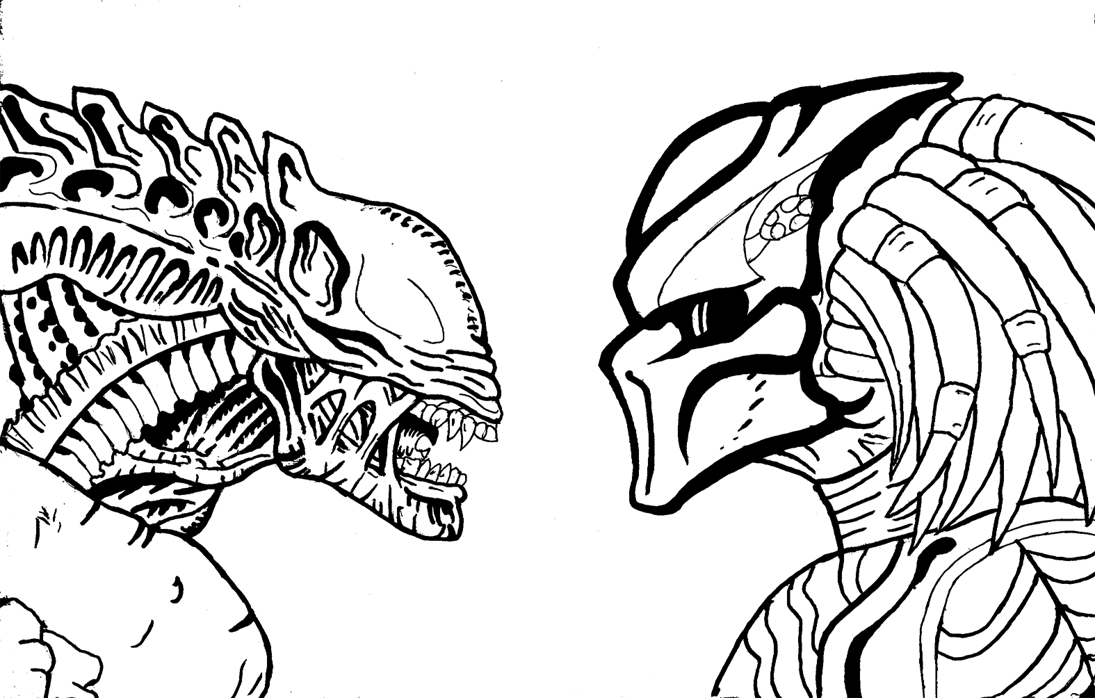 Alien And Predator Coloring Page - Free Printable Coloring Pages for Kids