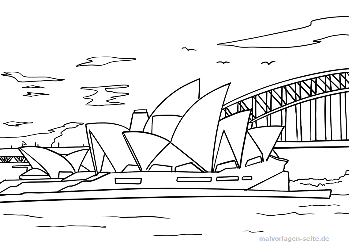 Sydney Opera House Coloring Page - Free Printable Coloring Pages for Kids