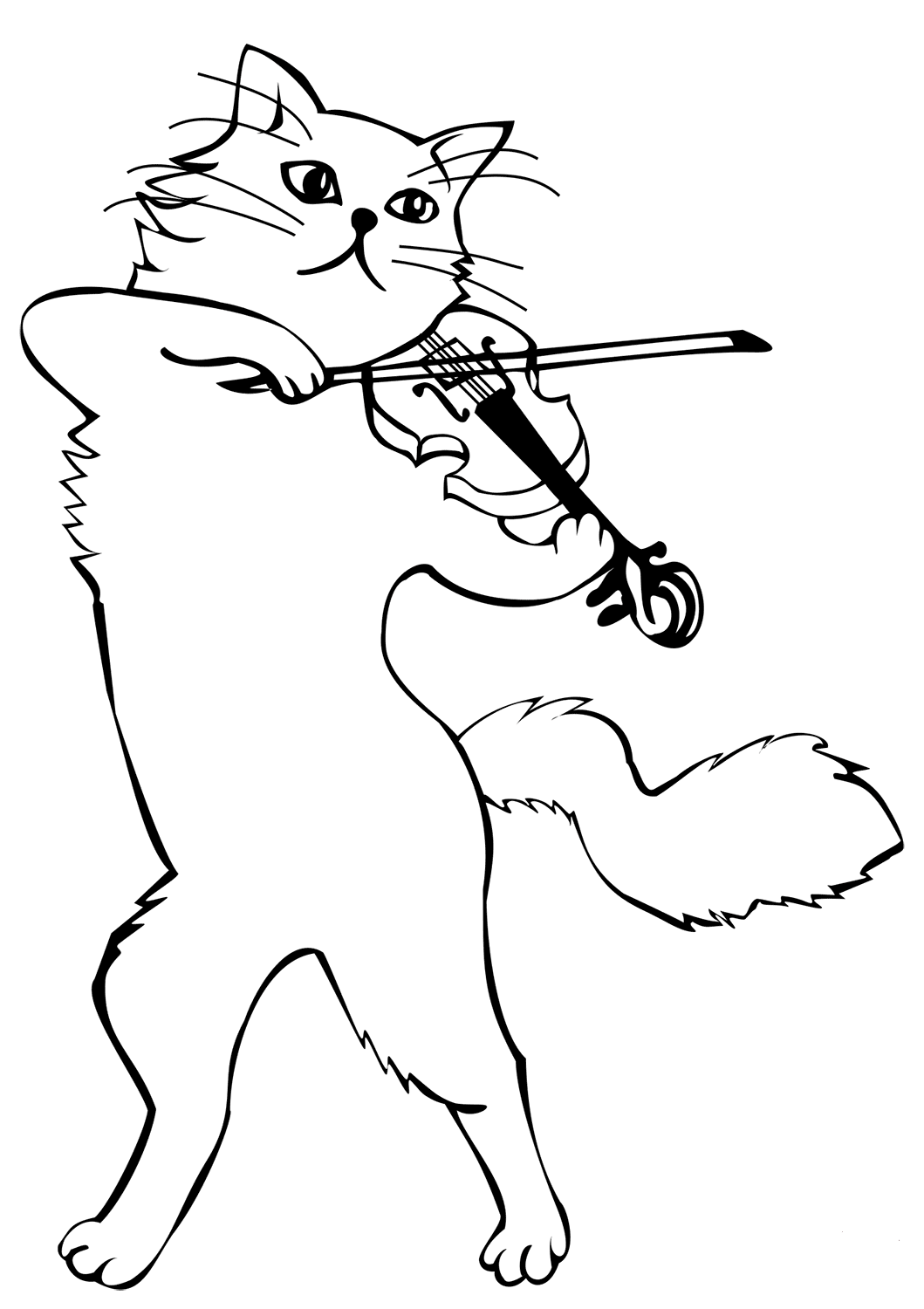 Cat Playing Violin Coloring Page - Free Printable Coloring ...