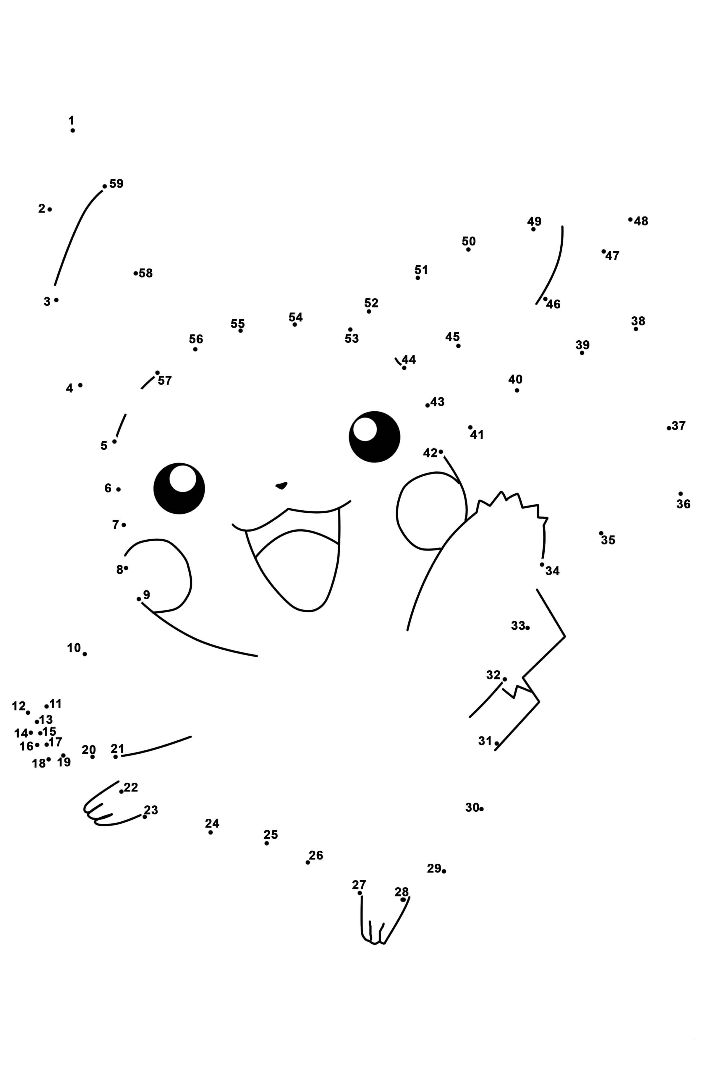 Pikachu Dot To Dots Coloring Page - Free Printable Coloring Pages for Kids