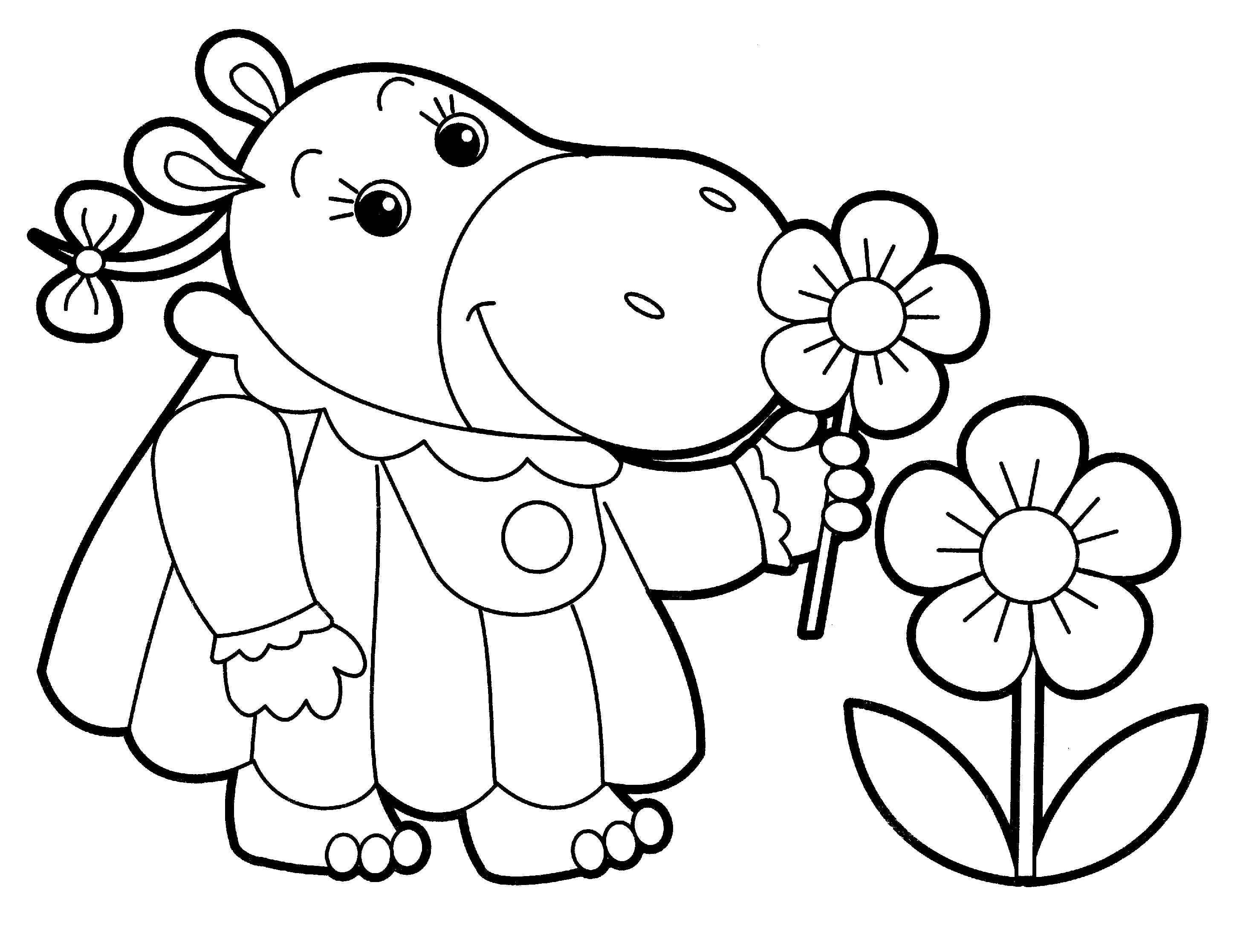 Cow Smelling Flower Coloring Page - Free Printable Coloring Pages for Kids