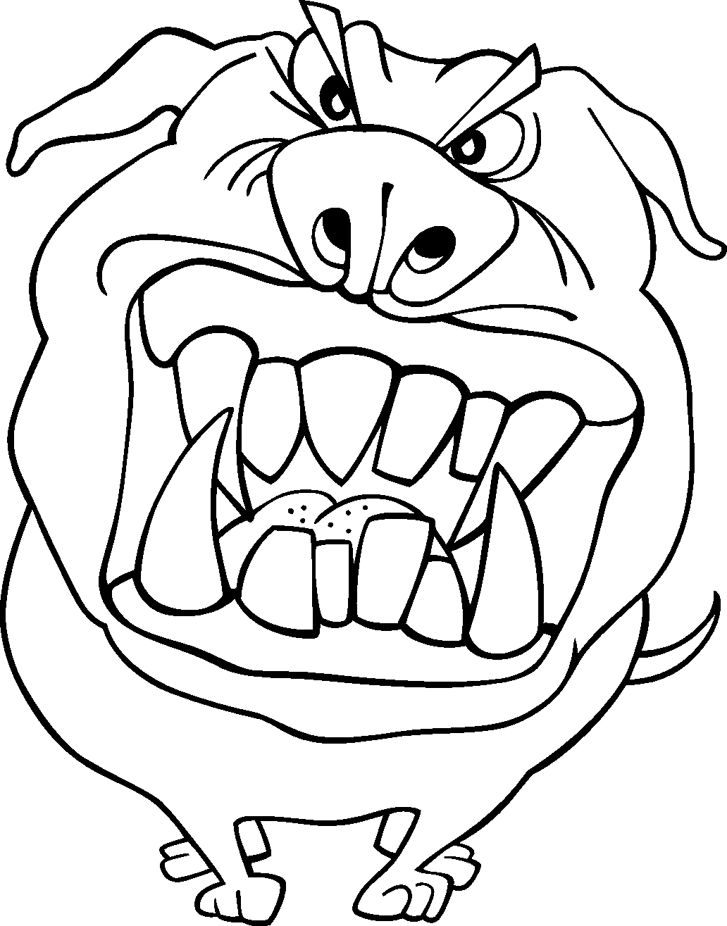 Scary Dog Face Coloring Page - Free Printable Coloring Pages for Kids