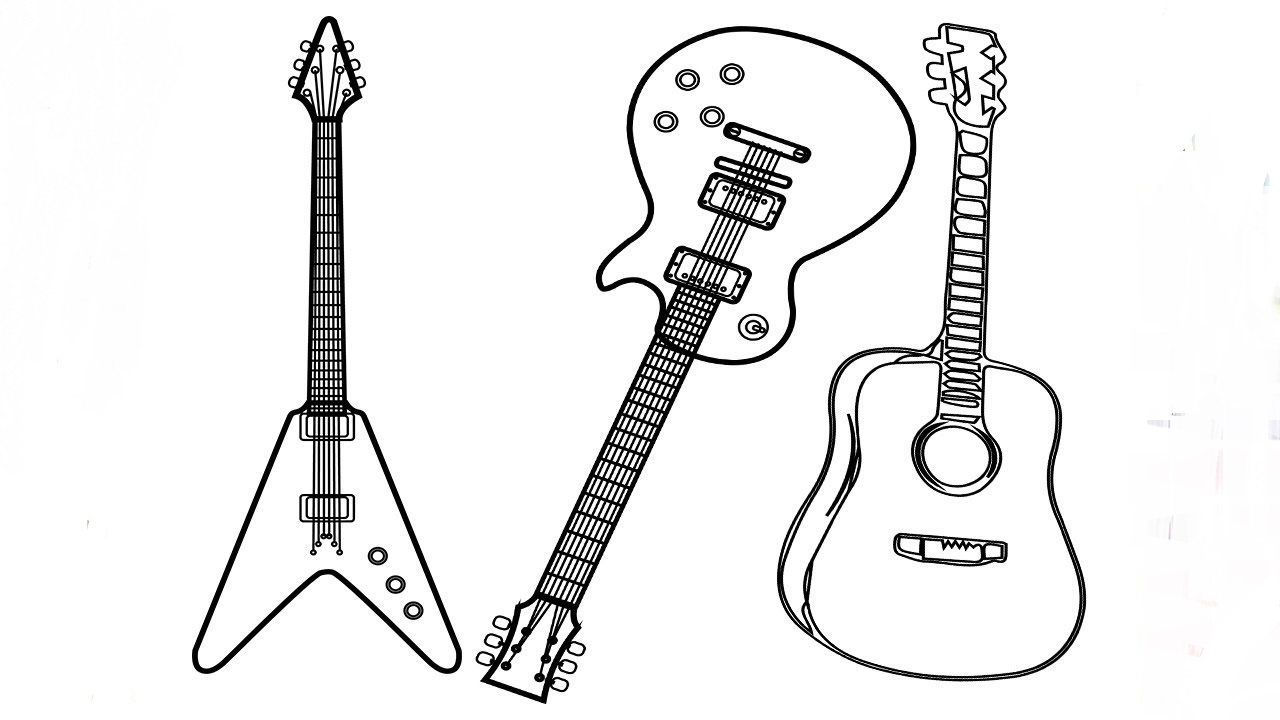Download Three Types Of Guitar Coloring Page - Free Printable ...