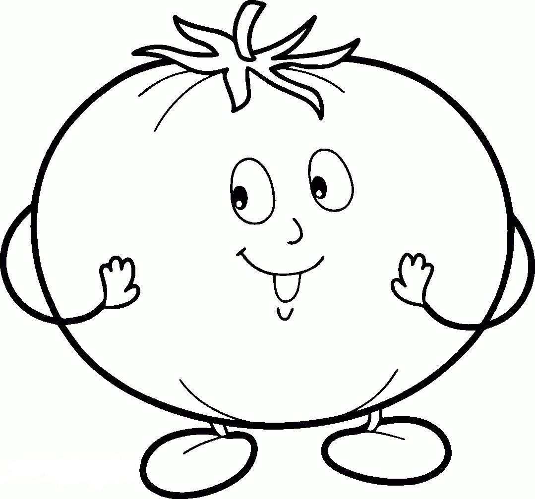 Cartoon Tomato Coloring Page - Free Printable Coloring Pages for Kids