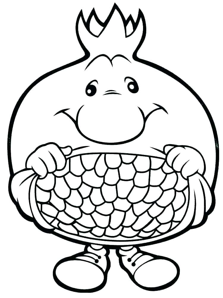 Cartoon Pomegranate Coloring Page Free Printable Coloring