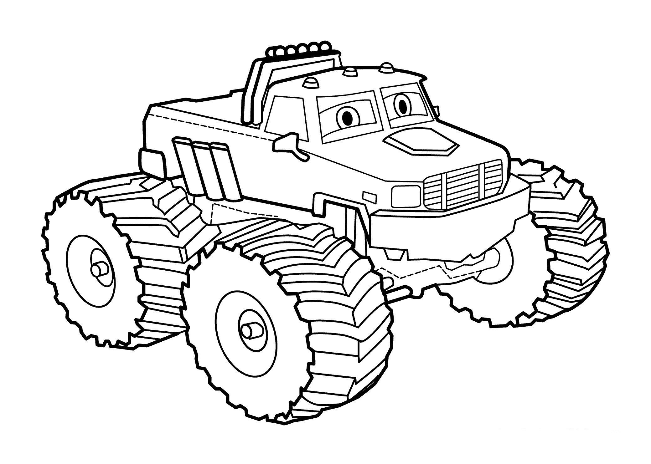 Awesome Cartoon Monster Truck Coloring Page - Free Printable Coloring