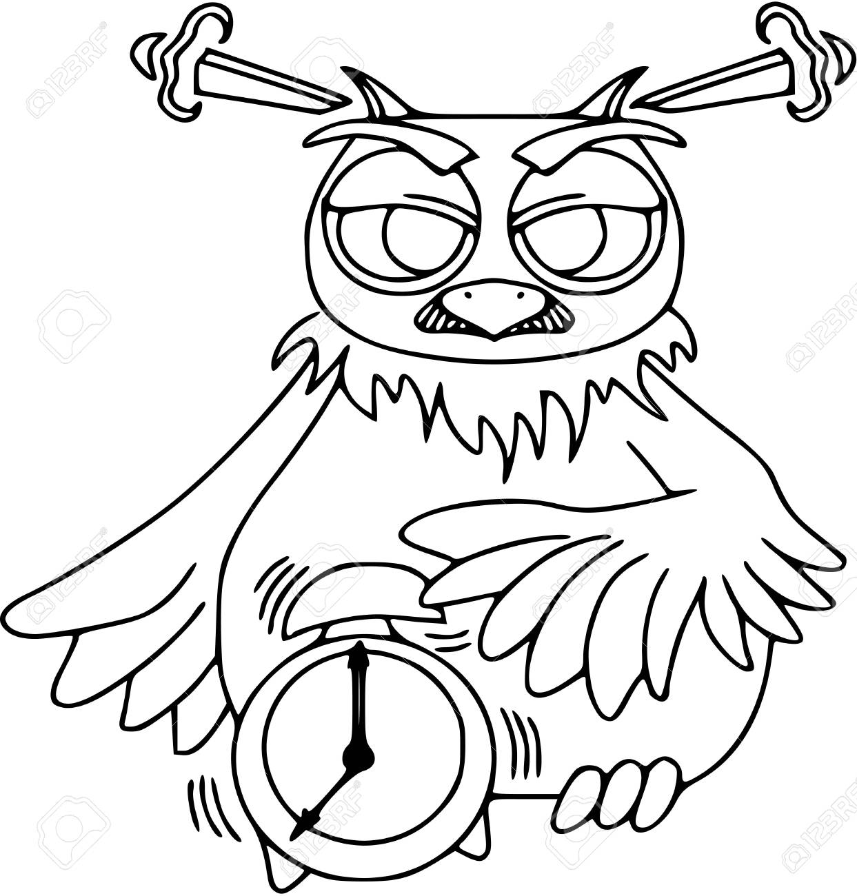 Download Owl With Clock Coloring Page - Free Printable Coloring Pages for Kids