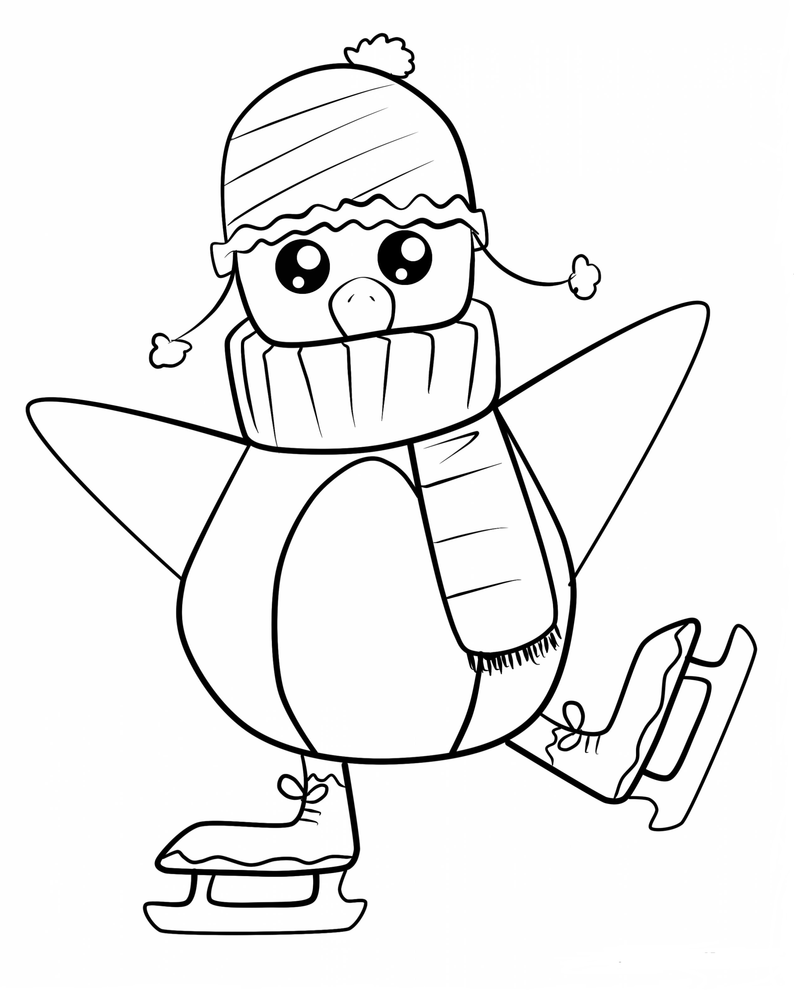 Penguin Ice Skating Coloring Page - Free Printable ...