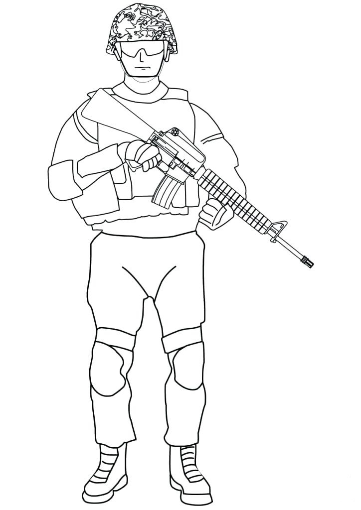 Soldier Holding A Gun Coloring Page - Free Printable Coloring Pages for