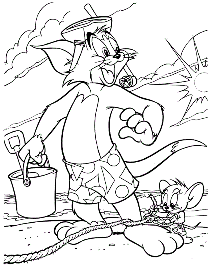 Download Tom And Jerry On The Beach Coloring Page - Free Printable ...