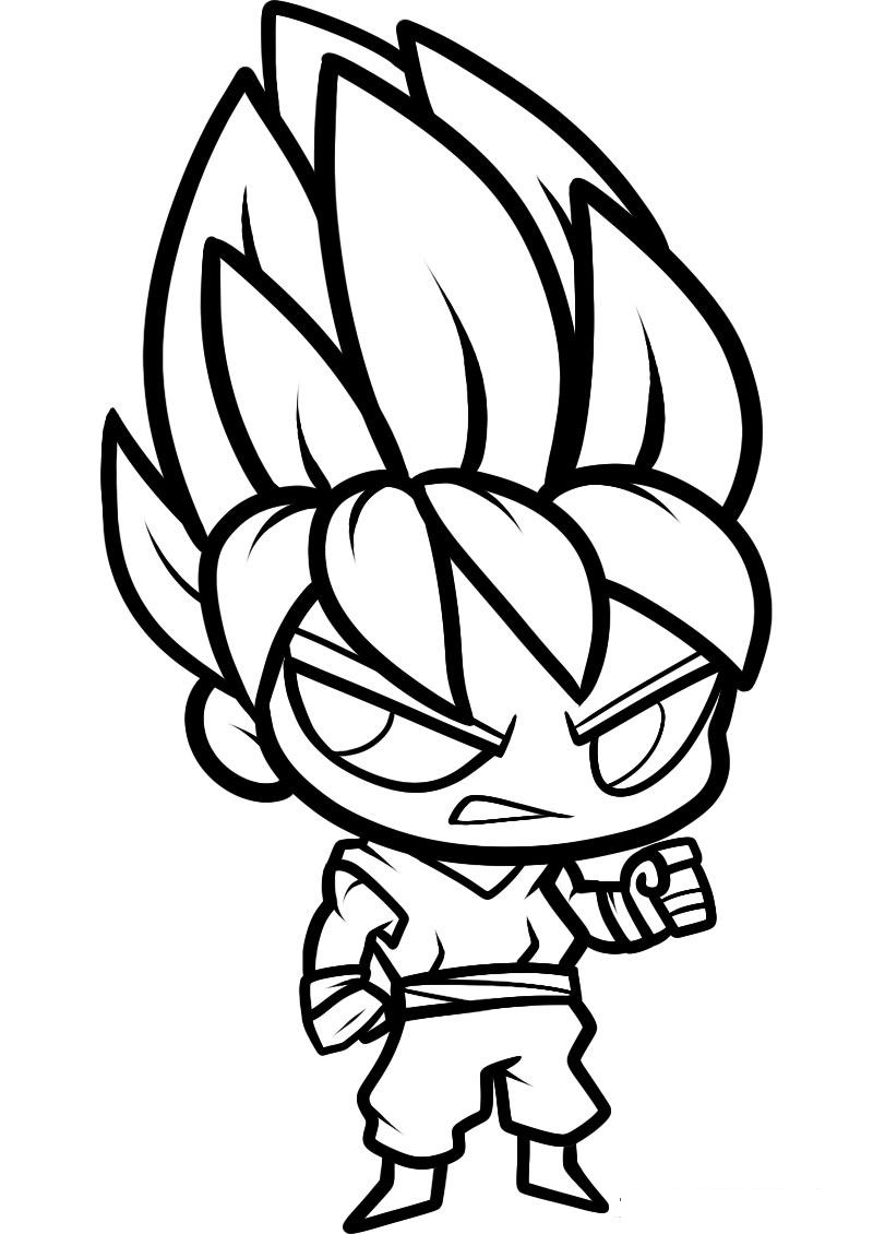 Chibi Goku Super Saiyan Coloring Page - Free Printable ...