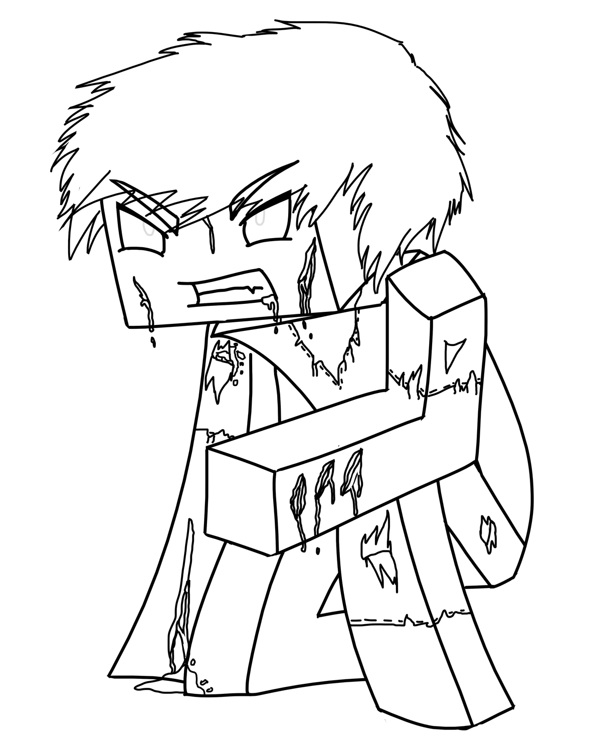 Zombie Steve Coloring Page - Free Printable Coloring Pages for Kids