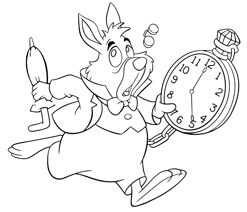 Late White Rabbit Coloring Page - Free Printable Coloring Pages for Kids