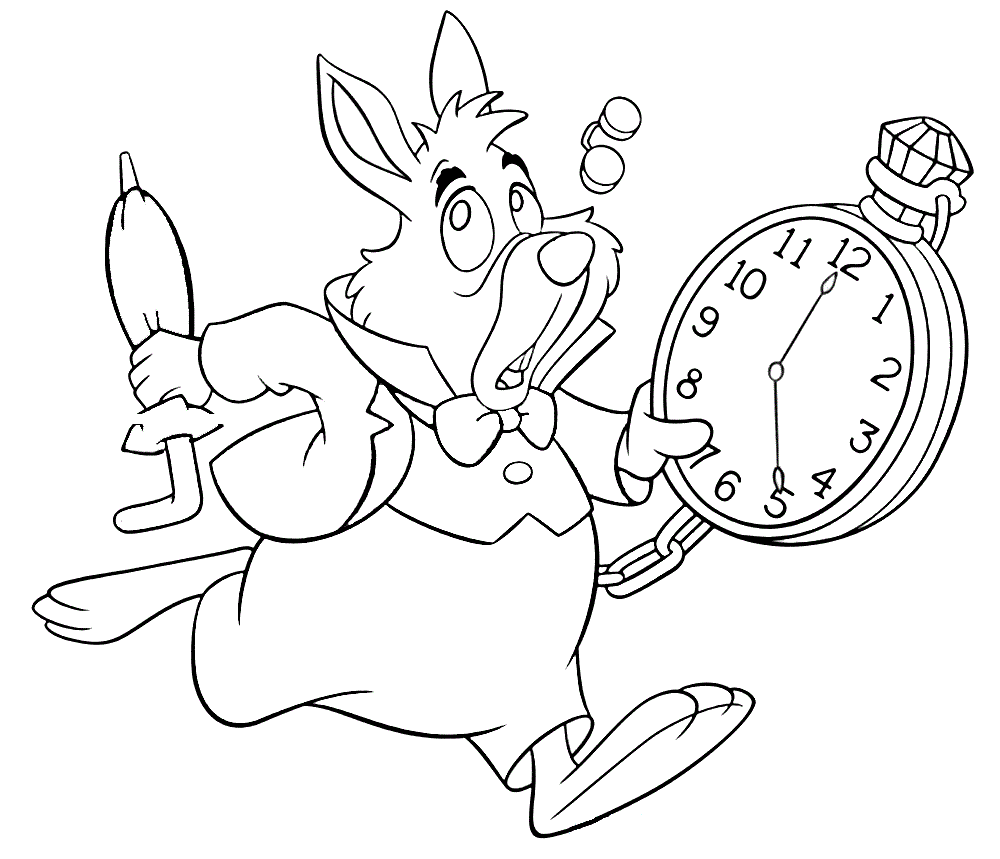 Download Late White Rabbit Coloring Page - Free Printable Coloring Pages for Kids