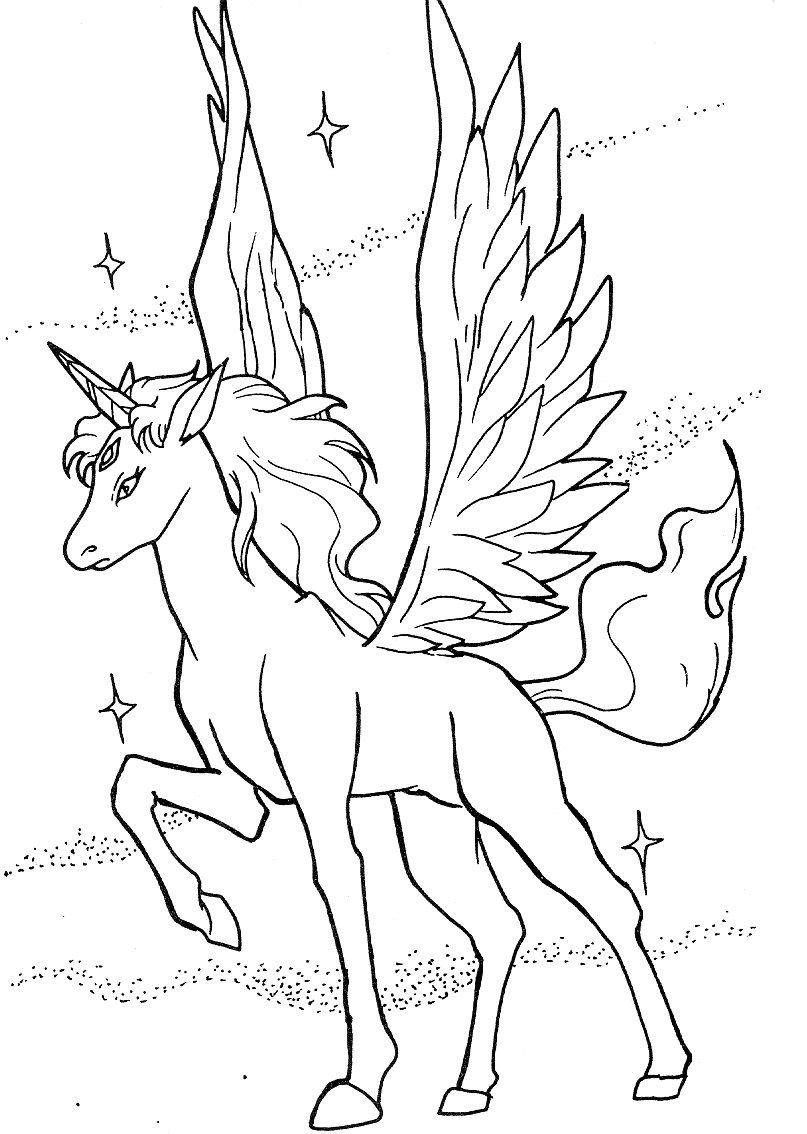 Beautiful Unicorn Shining Coloring Page - Free Printable Coloring Pages