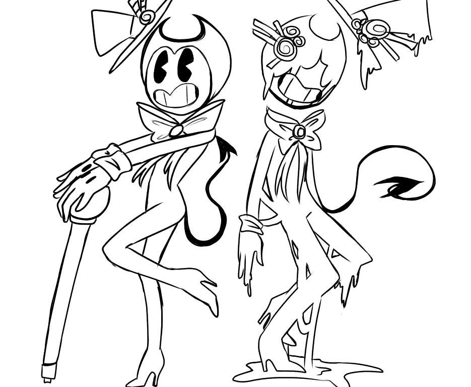 Bendy And Melting Bendy Coloring Page Free Printable Coloring Pages