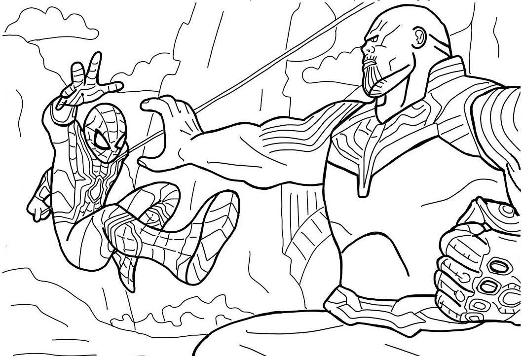 pages coloring vs spider man thanos Spiderman Coloring Vs Free Thanos   Page Printable