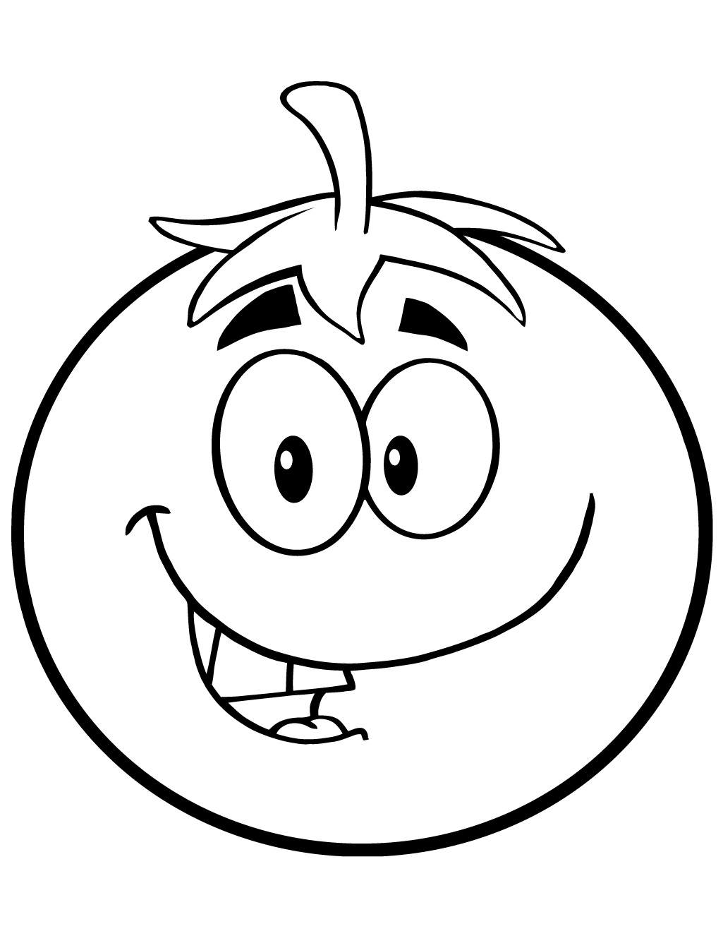 Smiling Tomato Head Coloring Page - Free Printable Coloring Pages for Kids