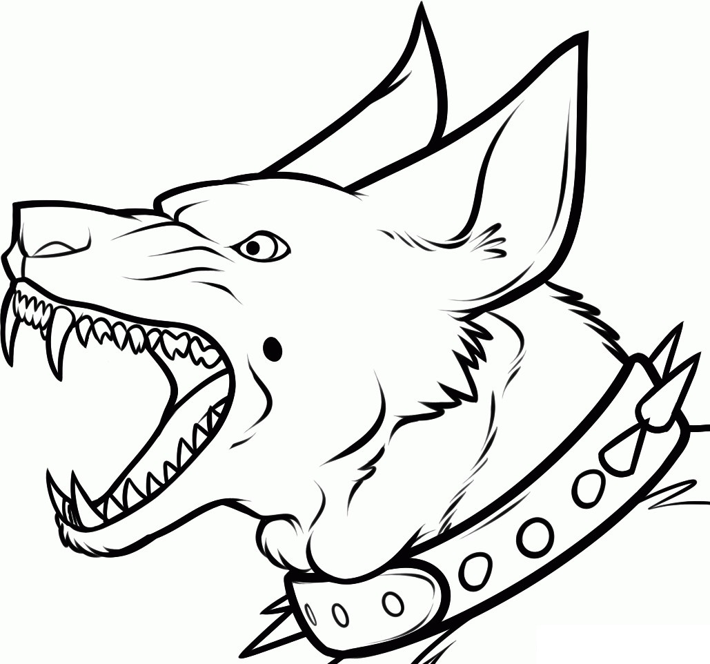 Scary Dog With Sharp Teeth Coloring Page - Free Printable Coloring