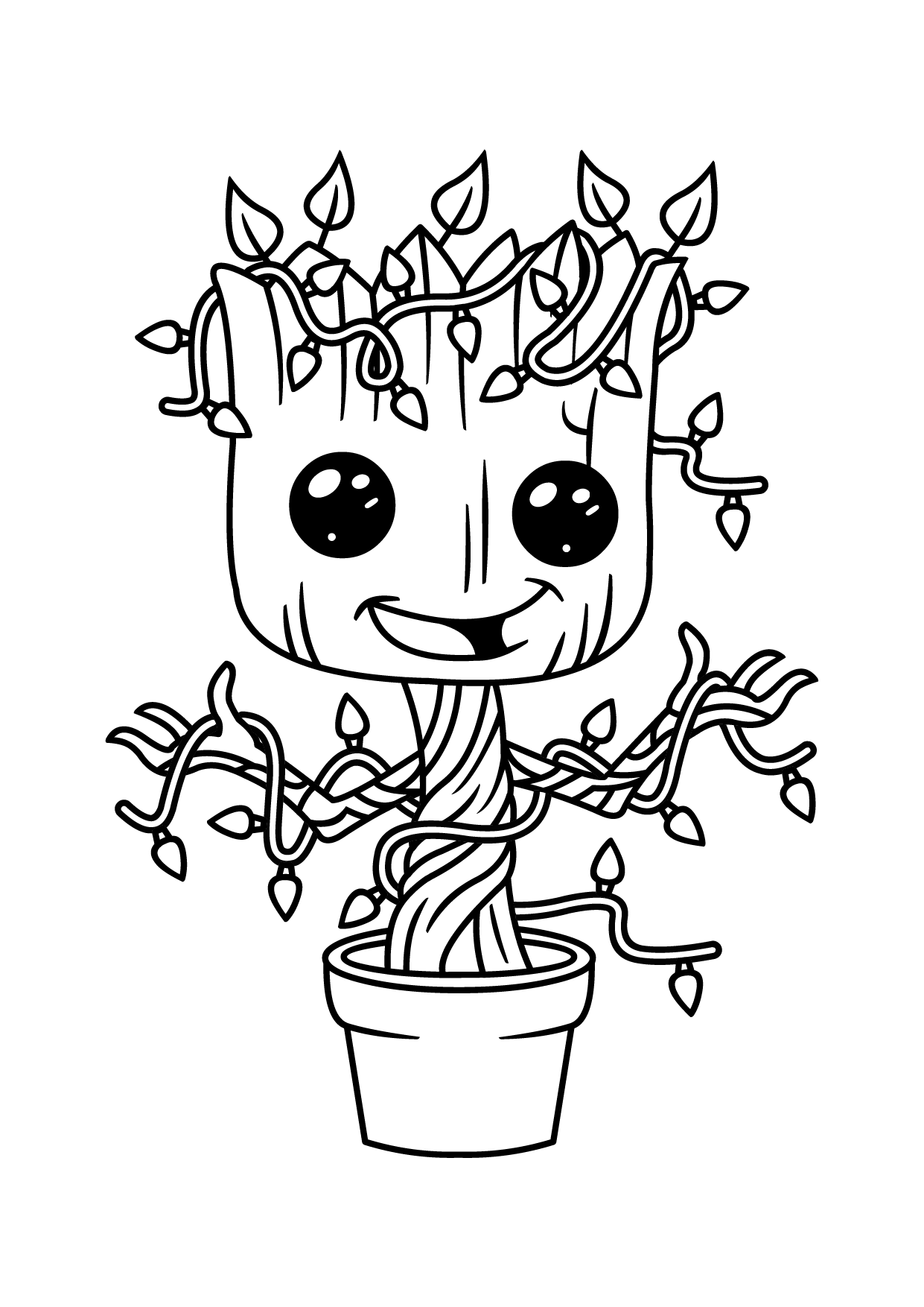 Small Groot In Flower Vase Coloring Page - Free Printable Coloring